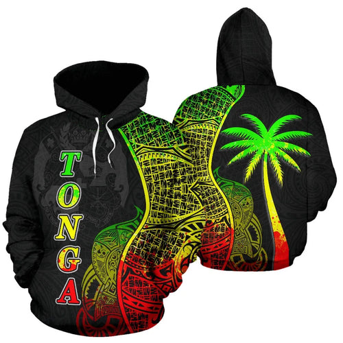Tonga Polynesian Hoodie Coconut Tree Reggae