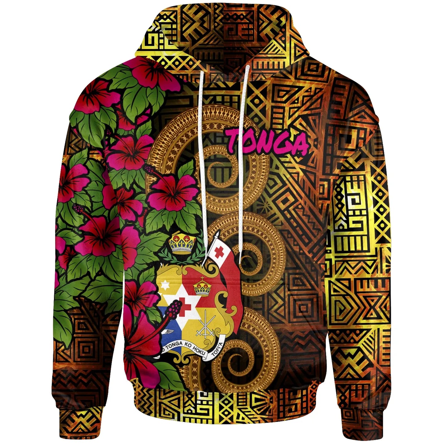 Tonga Polynesian Hoodie - Hibiscus Vintage