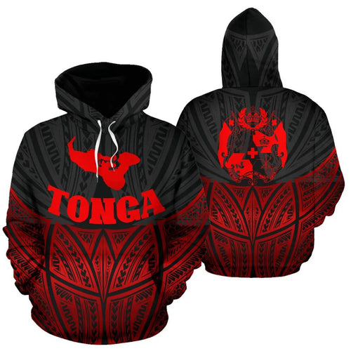 Tonga Polynesian Hoodie Red Black Pride Map nd Seal
