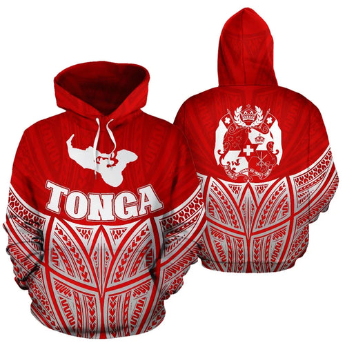 Tonga Polynesian Hoodie Red Pride Map nd Seal