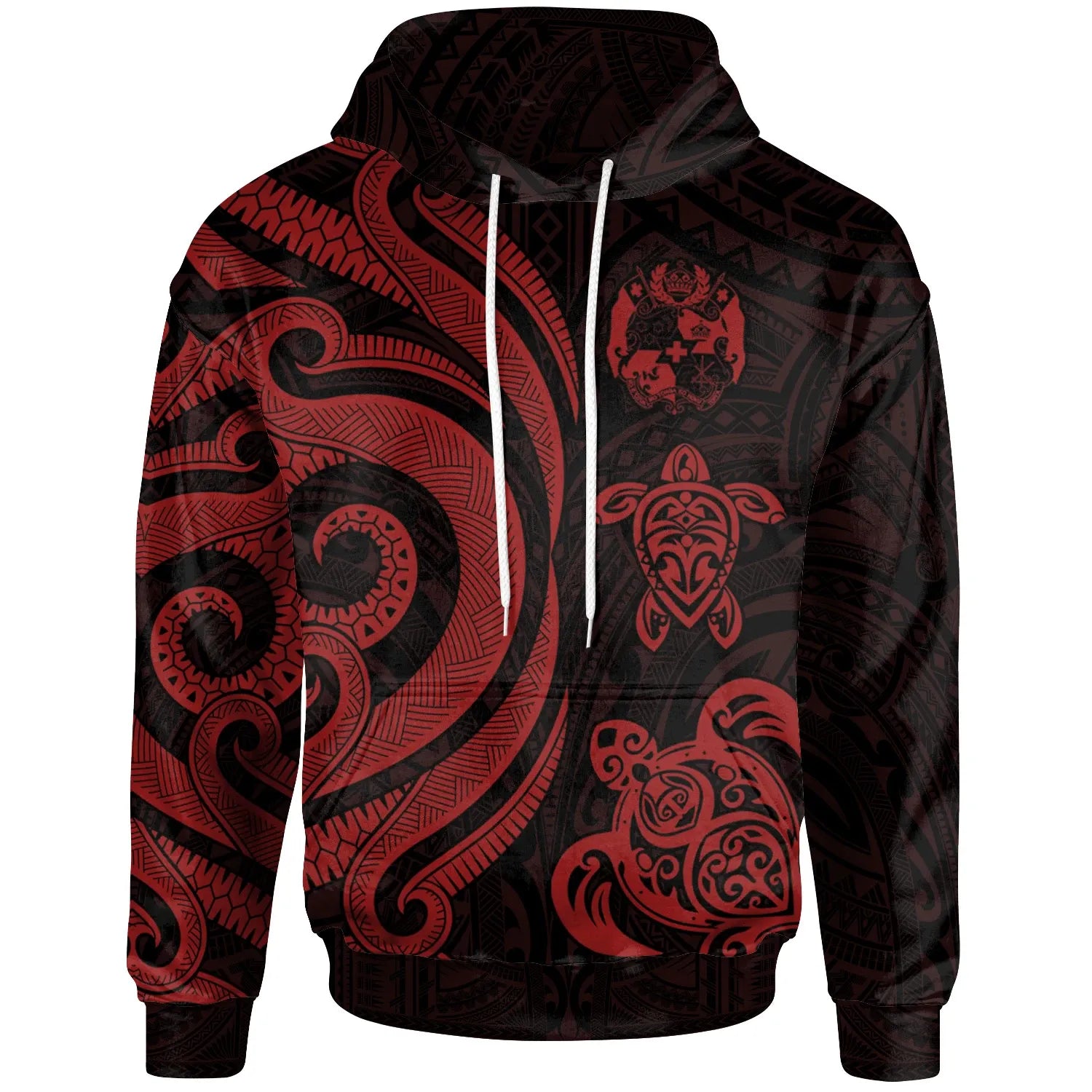Tonga Polynesian Hoodie - Red Tentacle Turtle