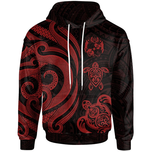 Tonga Polynesian Hoodie - Red Tentacle Turtle