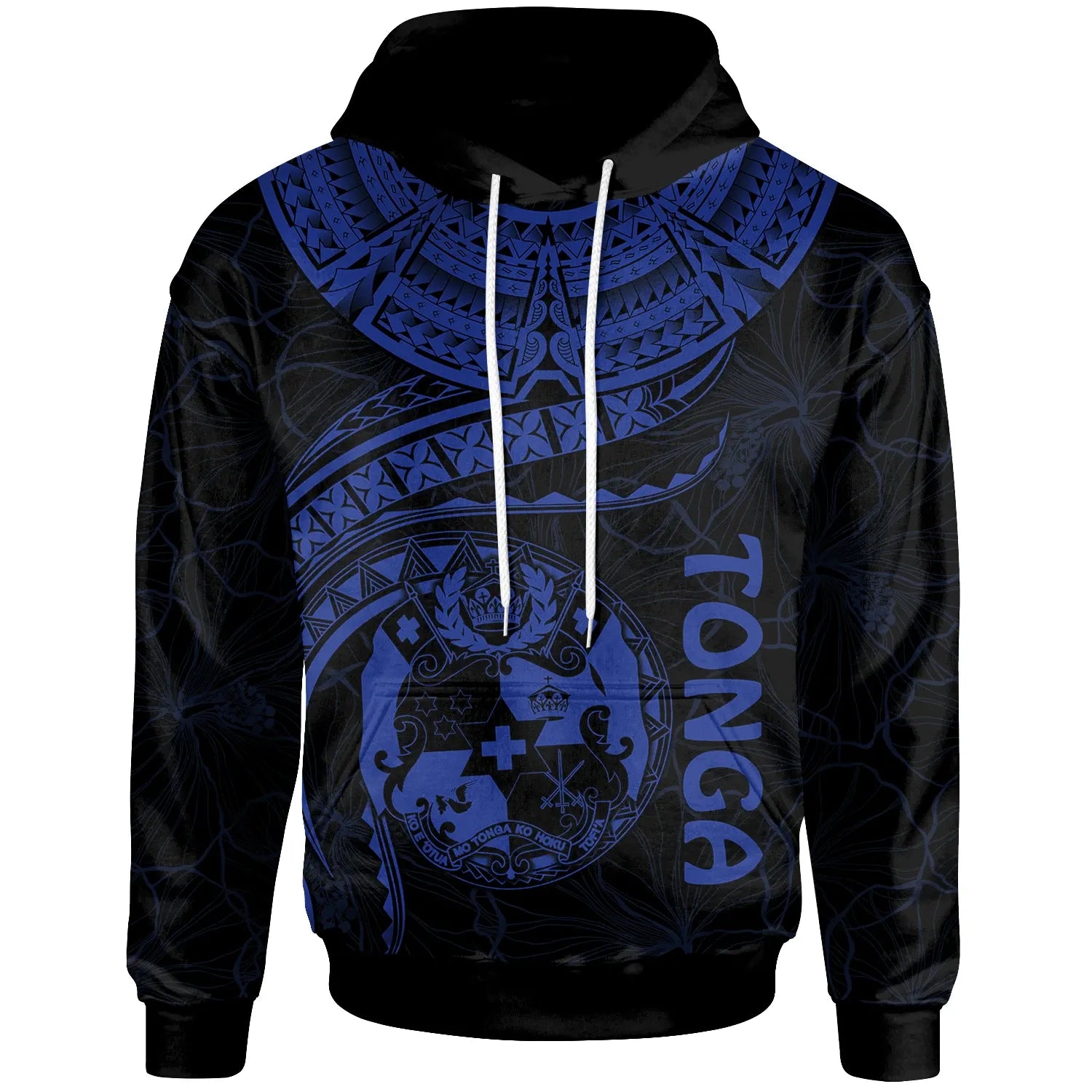 Tonga Polynesian Hoodie - Tonga Waves (Blue)