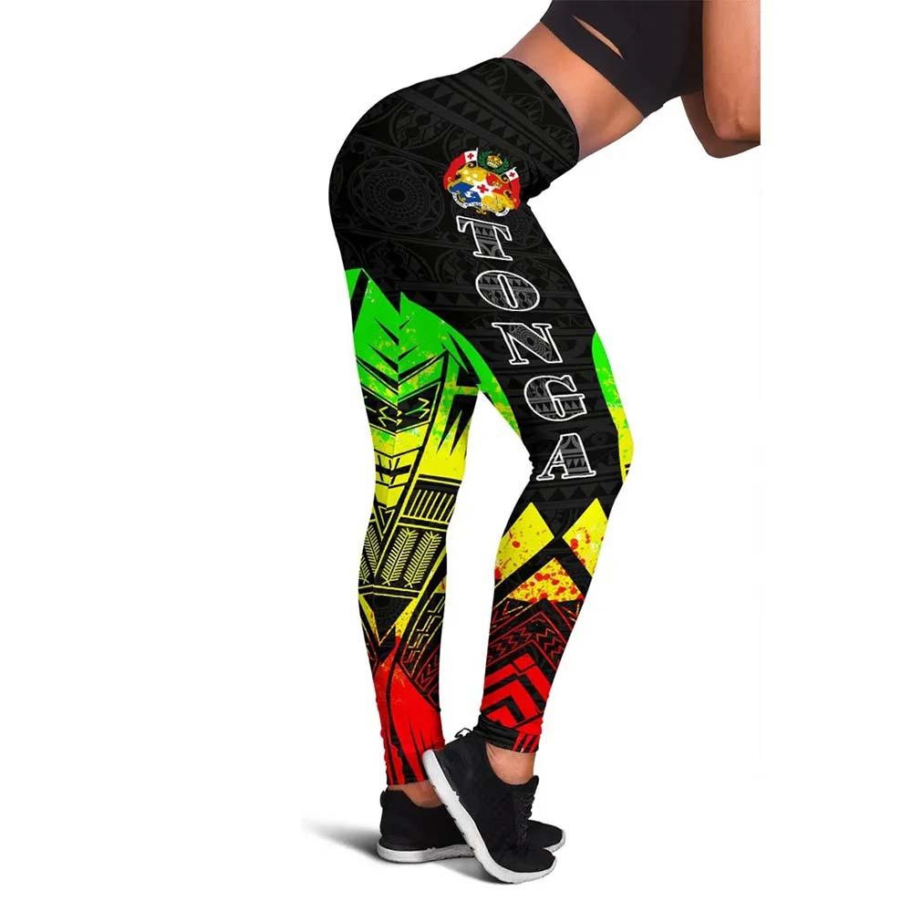 Tonga Polynesian Legging - Polynesian Tattoo Reggae Version
