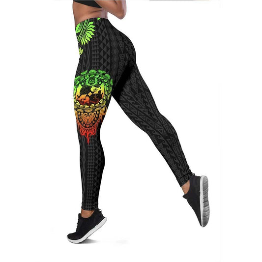 Tonga Polynesian Legging - Tattoo Pattern With Seal Reggae
