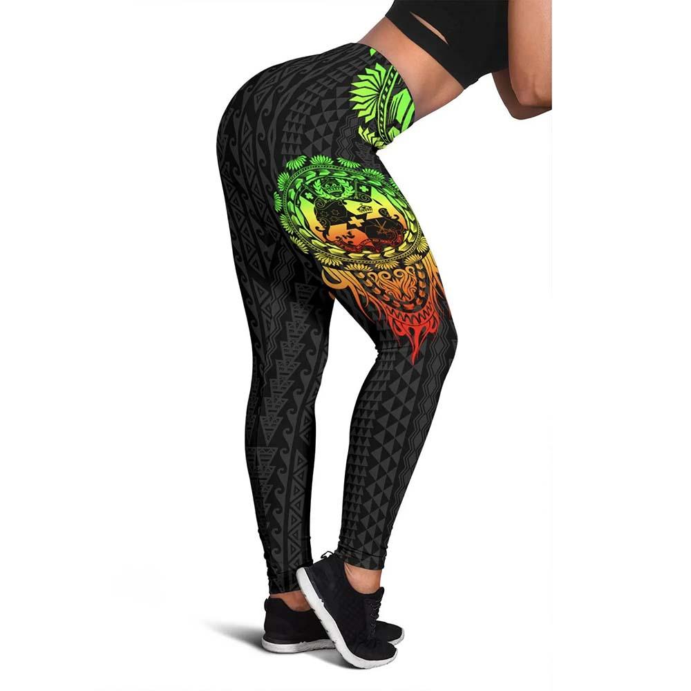 Tonga Polynesian Legging - Tattoo Pattern With Seal Reggae