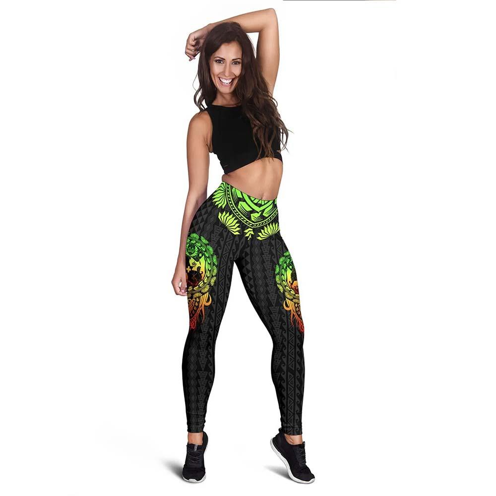 Tonga Polynesian Legging - Tattoo Pattern With Seal Reggae