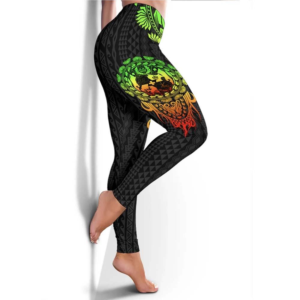 Tonga Polynesian Legging - Tattoo Pattern With Seal Reggae