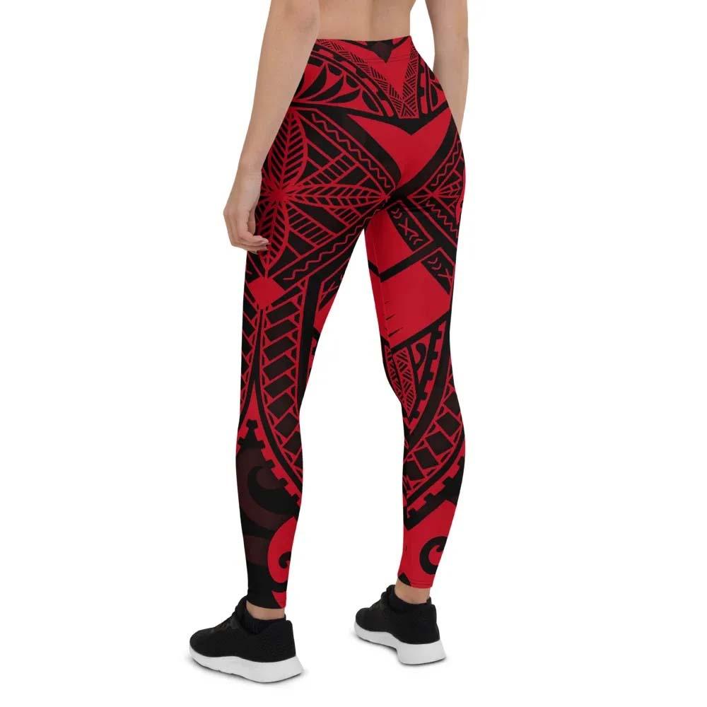 Tonga Polynesian Legging - Tonga Red Seal with Polynesian tattoo