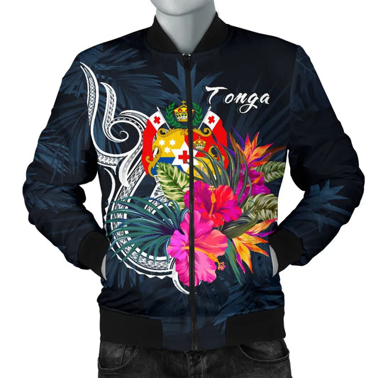 Tonga Polynesian Bomber Jacket - Tropical Flower