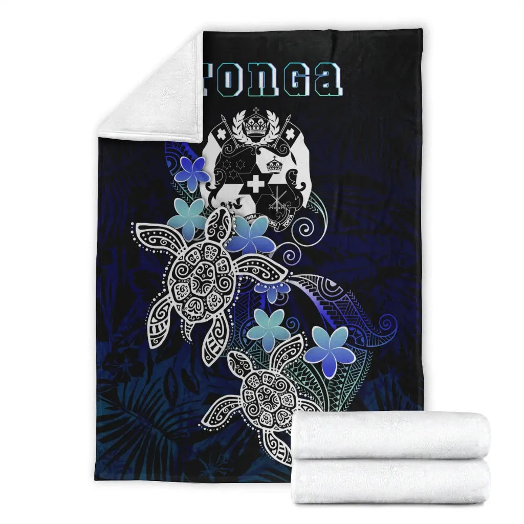Tonga Polynesian Premium Blanket - Blue Turtle Couple