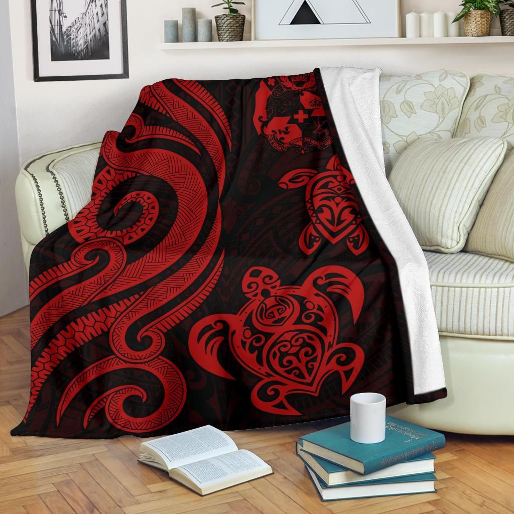 Tonga Polynesian Premium Blanket - Red Tentacle Turtle