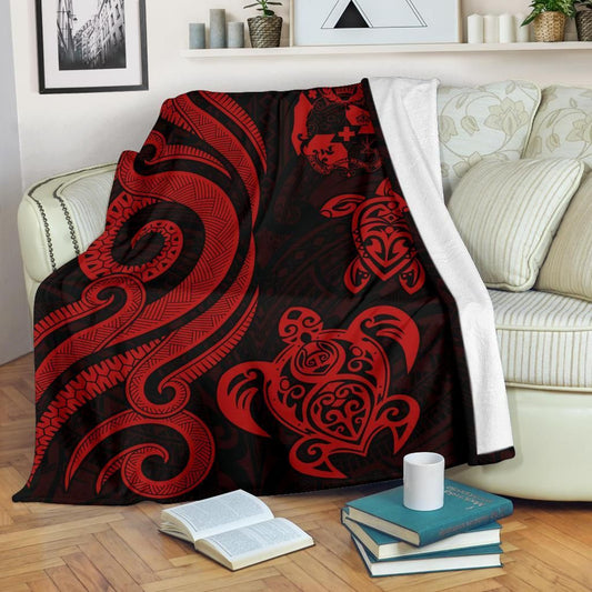 Tonga Polynesian Premium Blanket - Red Tentacle Turtle