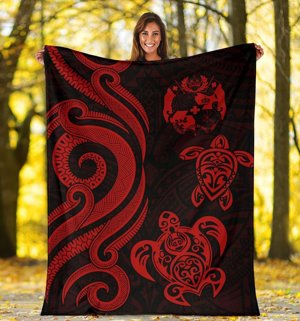 Tonga Polynesian Premium Blanket - Red Tentacle Turtle