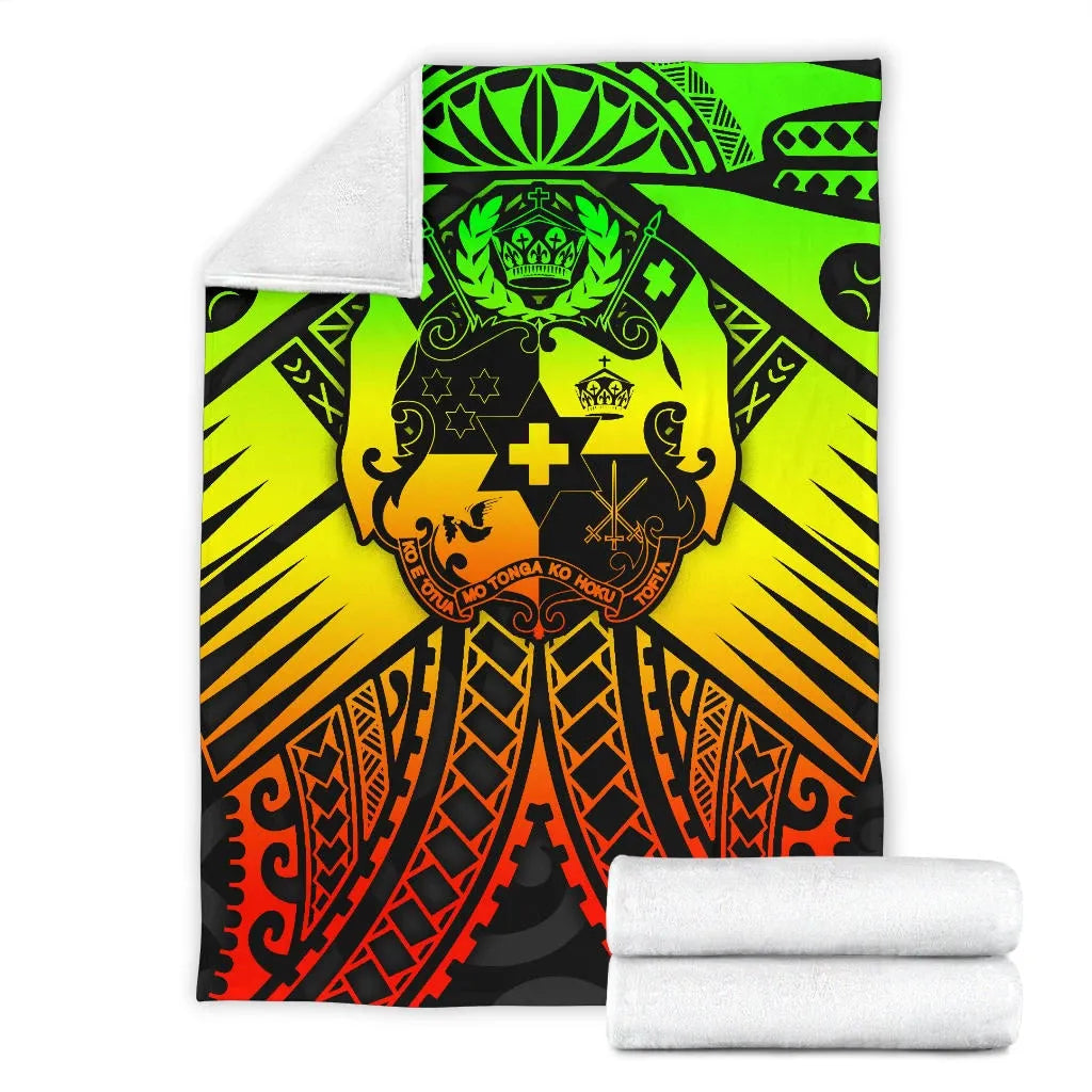 Tonga Polynesian Premium Blanket - Tonga Reggae Seal with Polynesian tattoo