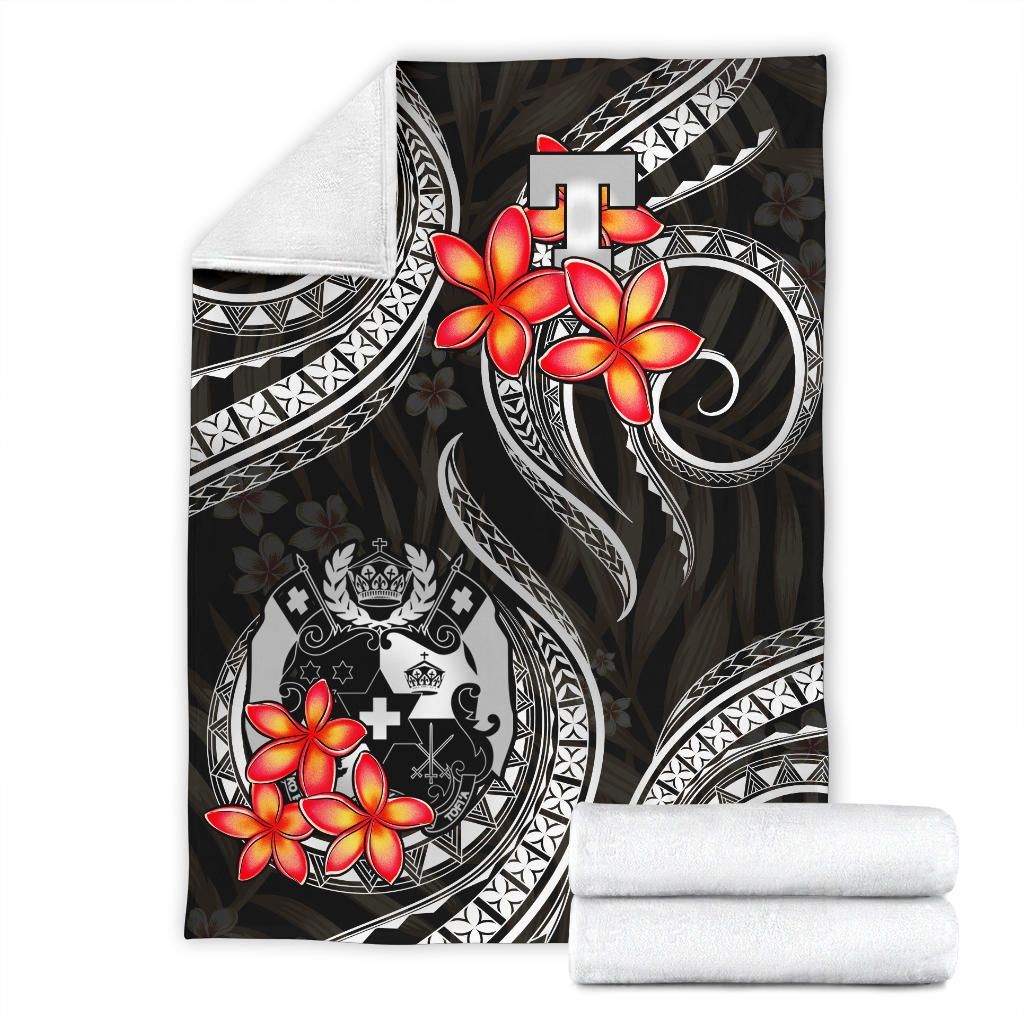 Tonga Polynesian Premium Blanket - White Plumeria