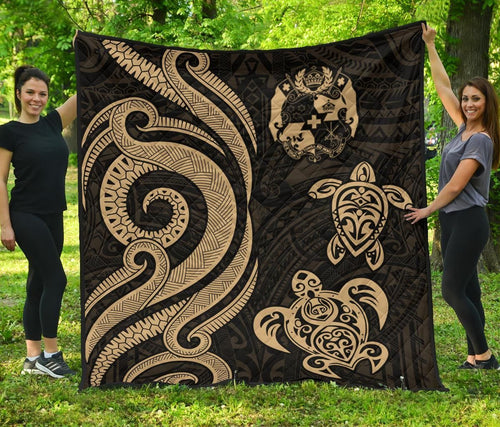 Tonga Polynesian Premium Quilt - Gold Tentacle Turtle