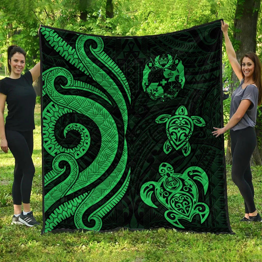 Tonga Polynesian Premium Quilt - Green Tentacle Turtle