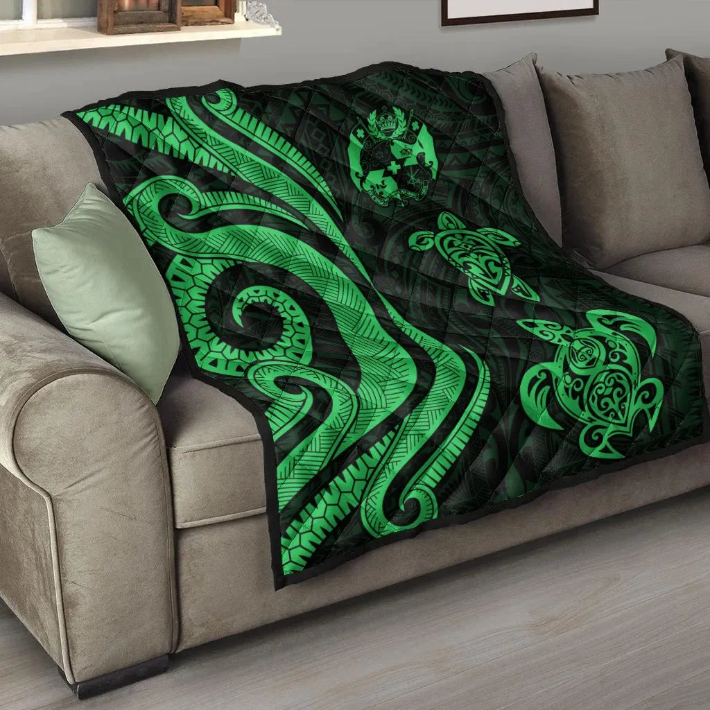 Tonga Polynesian Premium Quilt - Green Tentacle Turtle