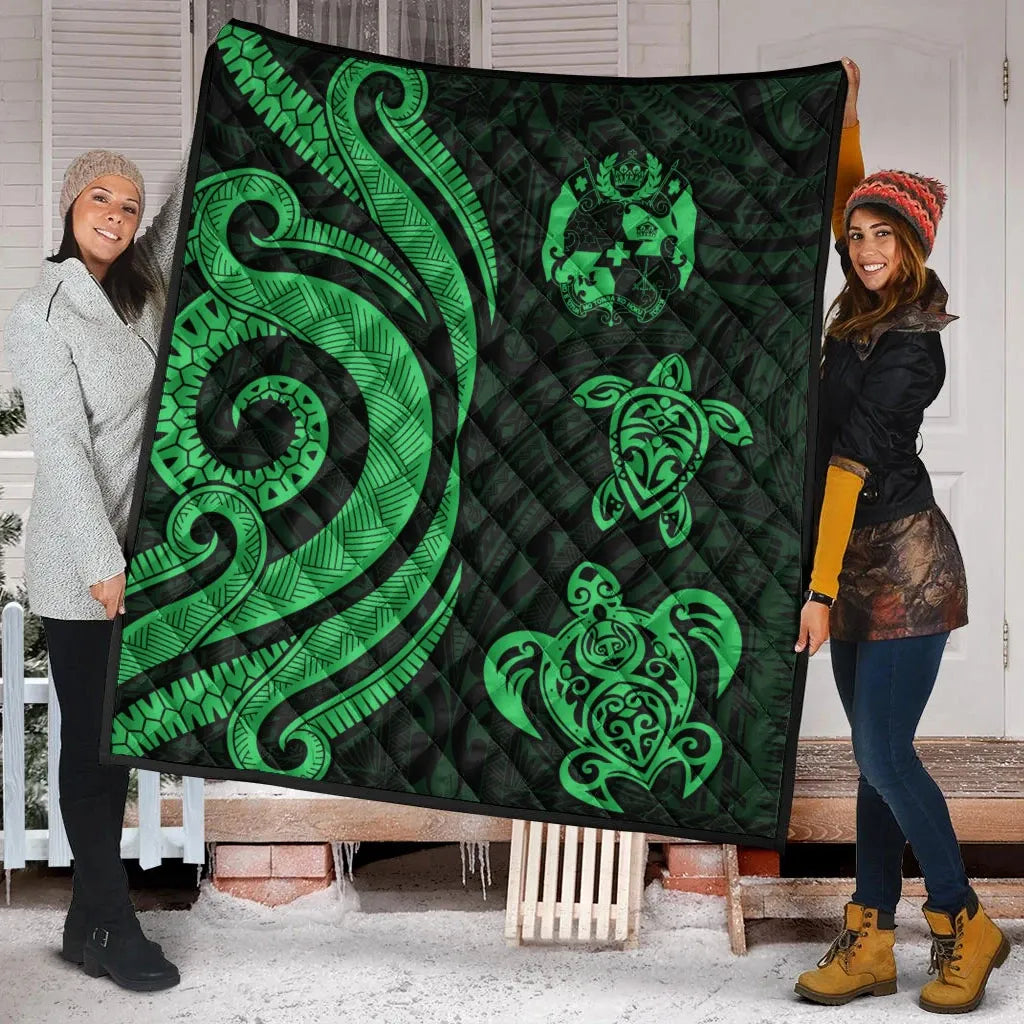Tonga Polynesian Premium Quilt - Green Tentacle Turtle