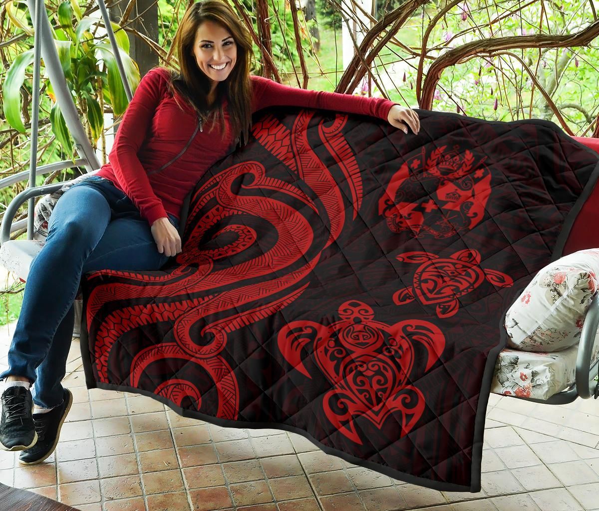 Tonga Polynesian Premium Quilt - Red Tentacle Turtle