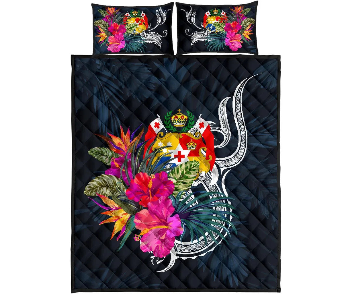Tonga Polynesian Quilt Bed Set - Tropical Flower