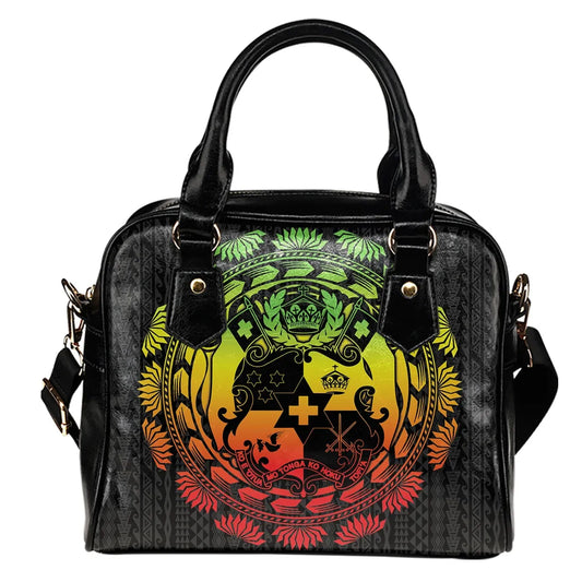 Tonga Polynesian Shoulder Handbag - Tattoo Pattern With Seal Reggae