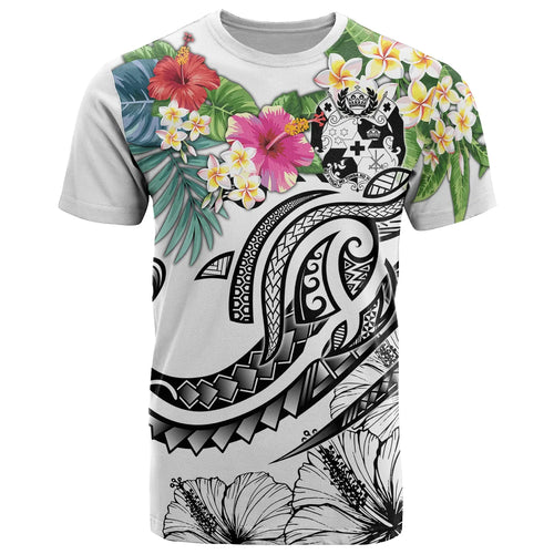 Tonga Polynesian T-Shirt - Summer Plumeria (White)