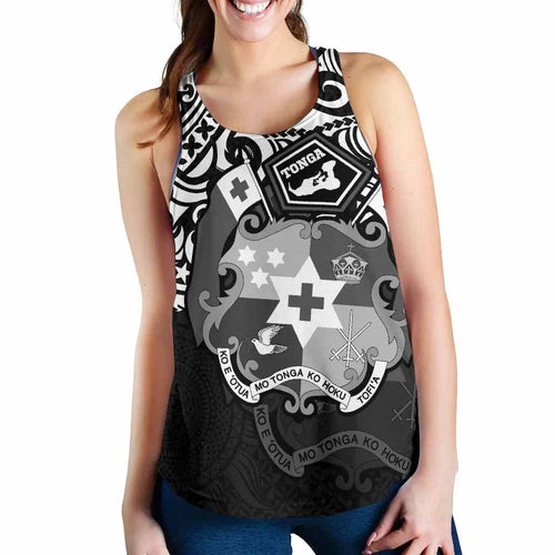 Tonga Polynesian Women Racerback Tank - Tongan Pride (White)
