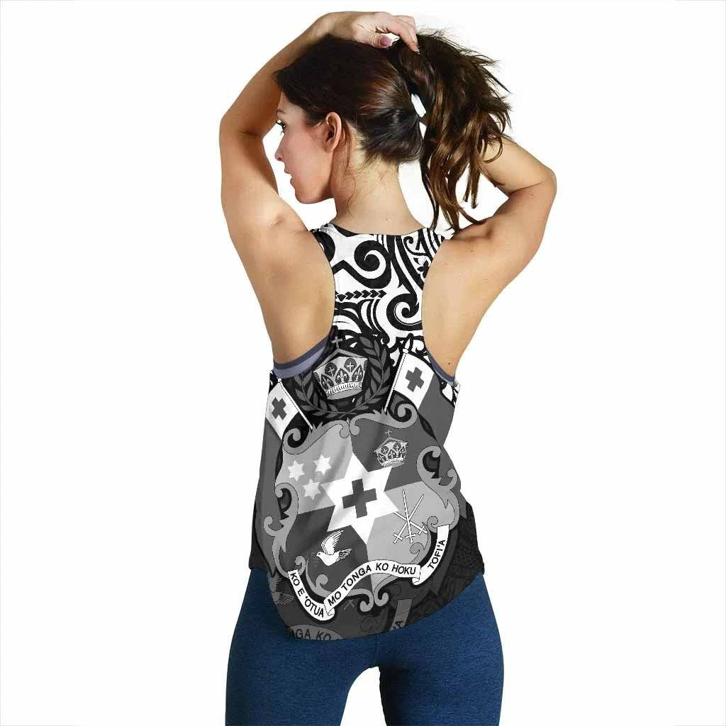 Tonga Polynesian Women Racerback Tank - Tongan Pride (White)