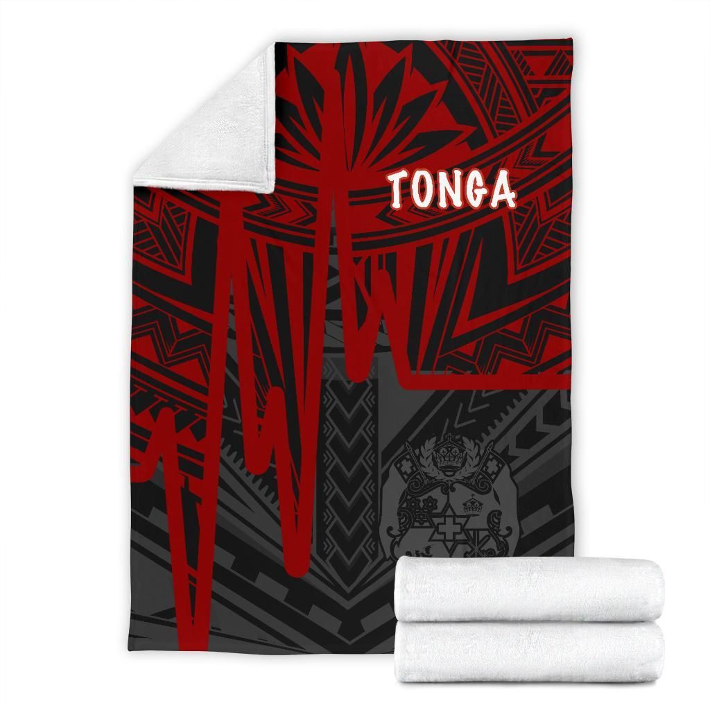 Tonga Premium Blanket - Tonga Seal In Heartbeat Patterns Style (Red)