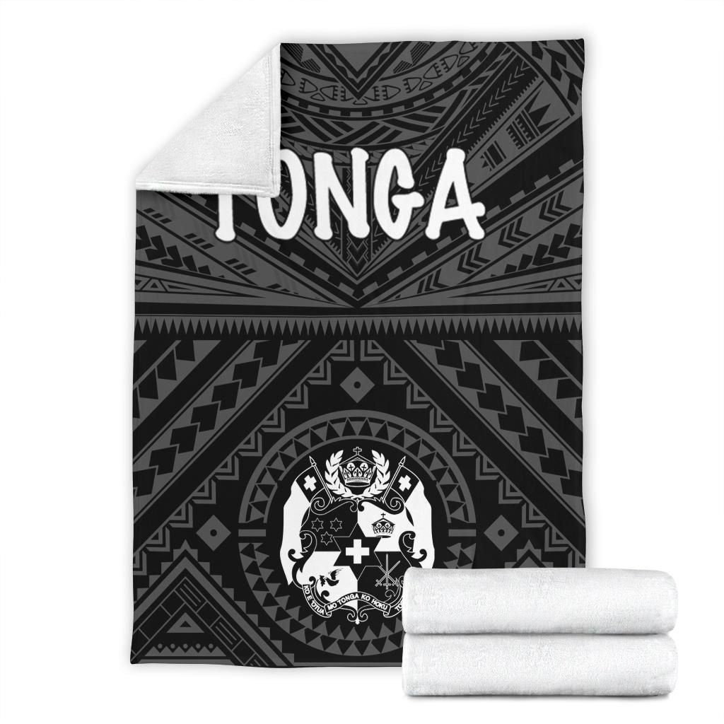 Tonga Premium Blanket - Tonga Seal With Polynesian Tattoo Style (Black)