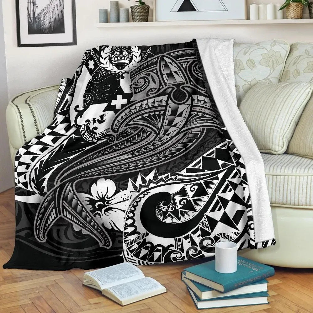 Tonga Premium Blanket  - White Shark Polynesian Tattoo