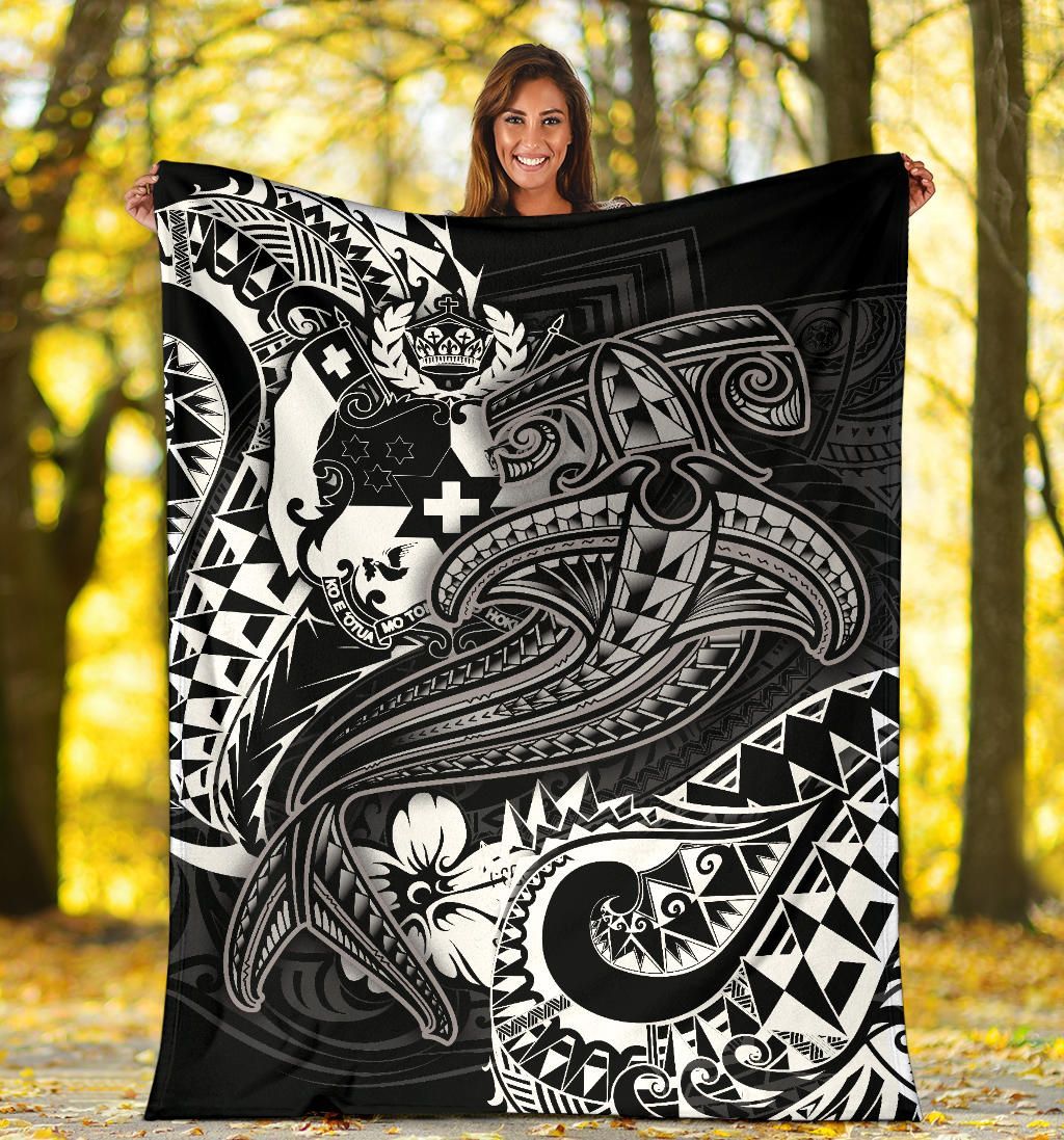 Tonga Premium Blanket  - White Shark Polynesian Tattoo