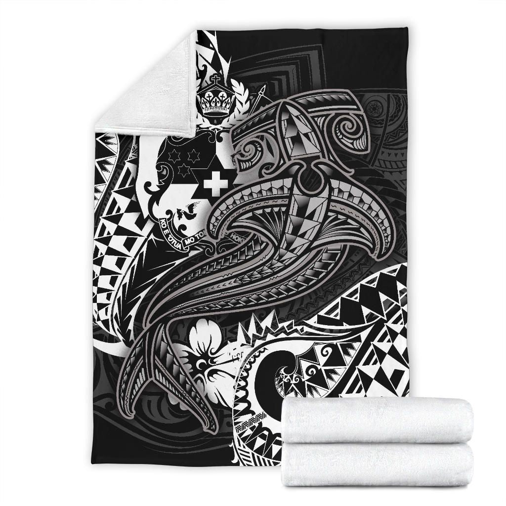 Tonga Premium Blanket  - White Shark Polynesian Tattoo
