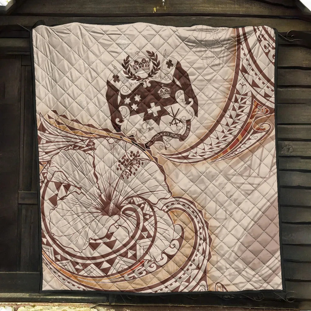 Tonga Premium Quilt - Hibiscus Flowers Vintage Style
