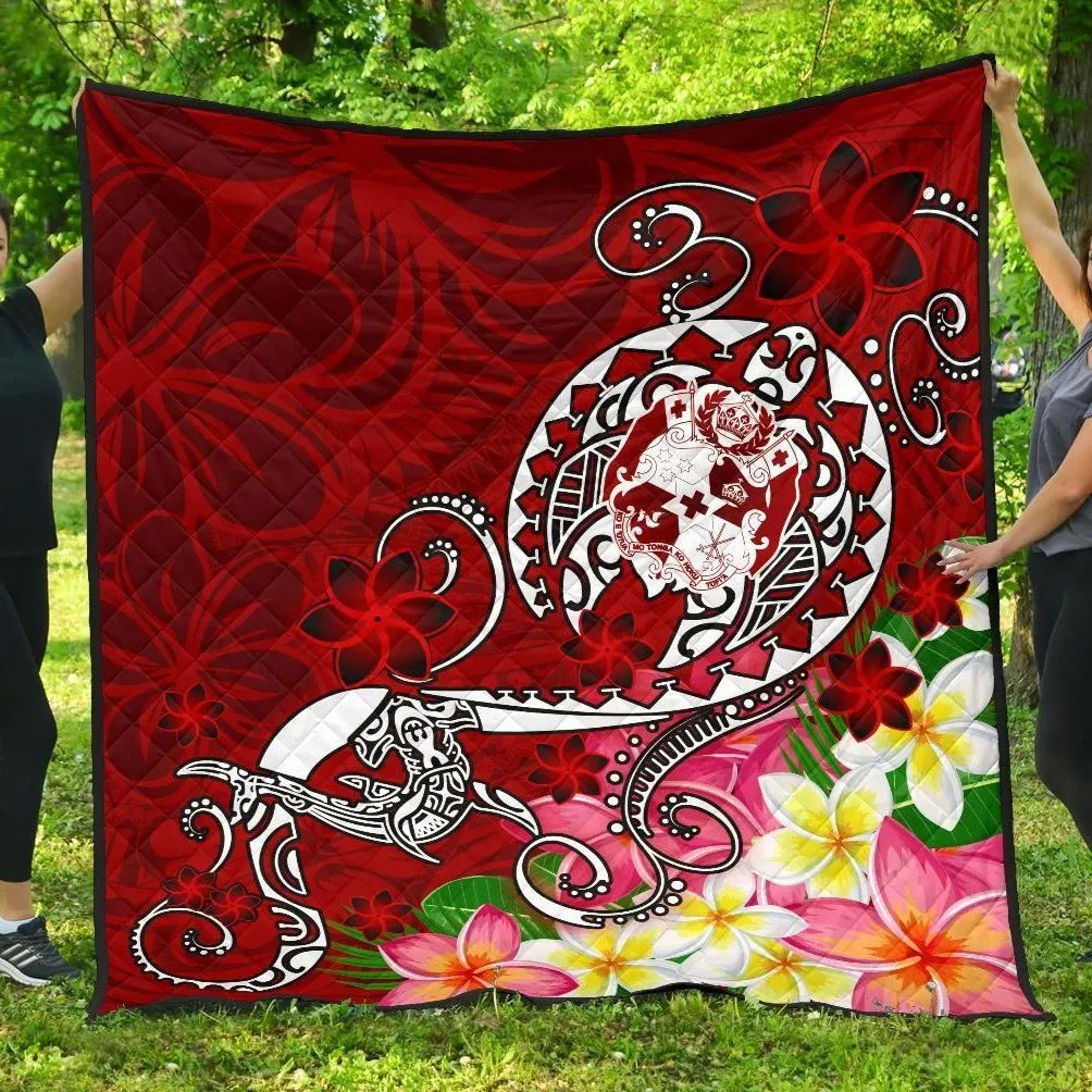 Tonga Premium Quilt - Turtle Plumeria (Red)