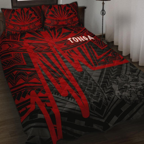Tonga Quilt Bed Set - Tonga Seal In Heartbeat Patterns Style (Red)