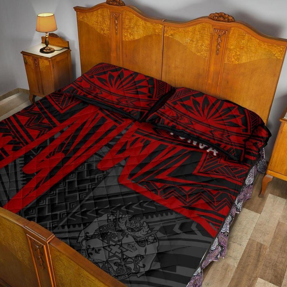 Tonga Quilt Bed Set - Tonga Seal In Heartbeat Patterns Style (Red)