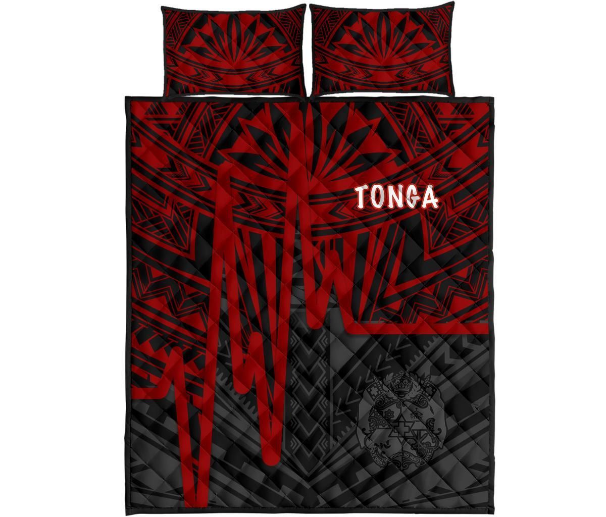 Tonga Quilt Bed Set - Tonga Seal In Heartbeat Patterns Style (Red)