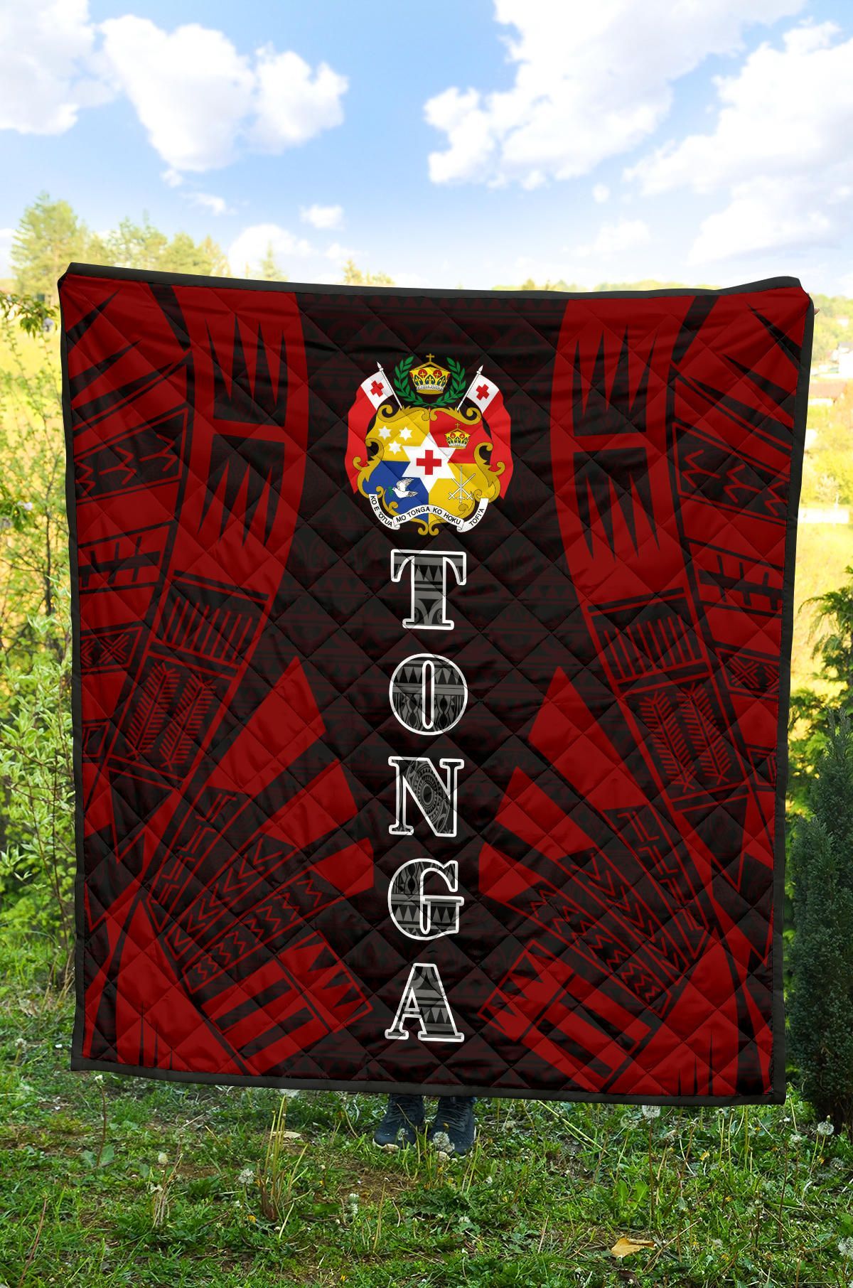 Tonga Premium Quilt - Tonga Coat Of Arms Polynesian Red Tattoo