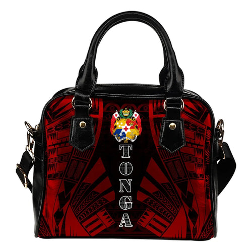 Tonga Shoulder Handbag - Polynesian Tattoo Red
