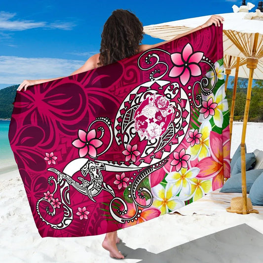 Tonga Sarong - Turtle Plumeria (Pink)