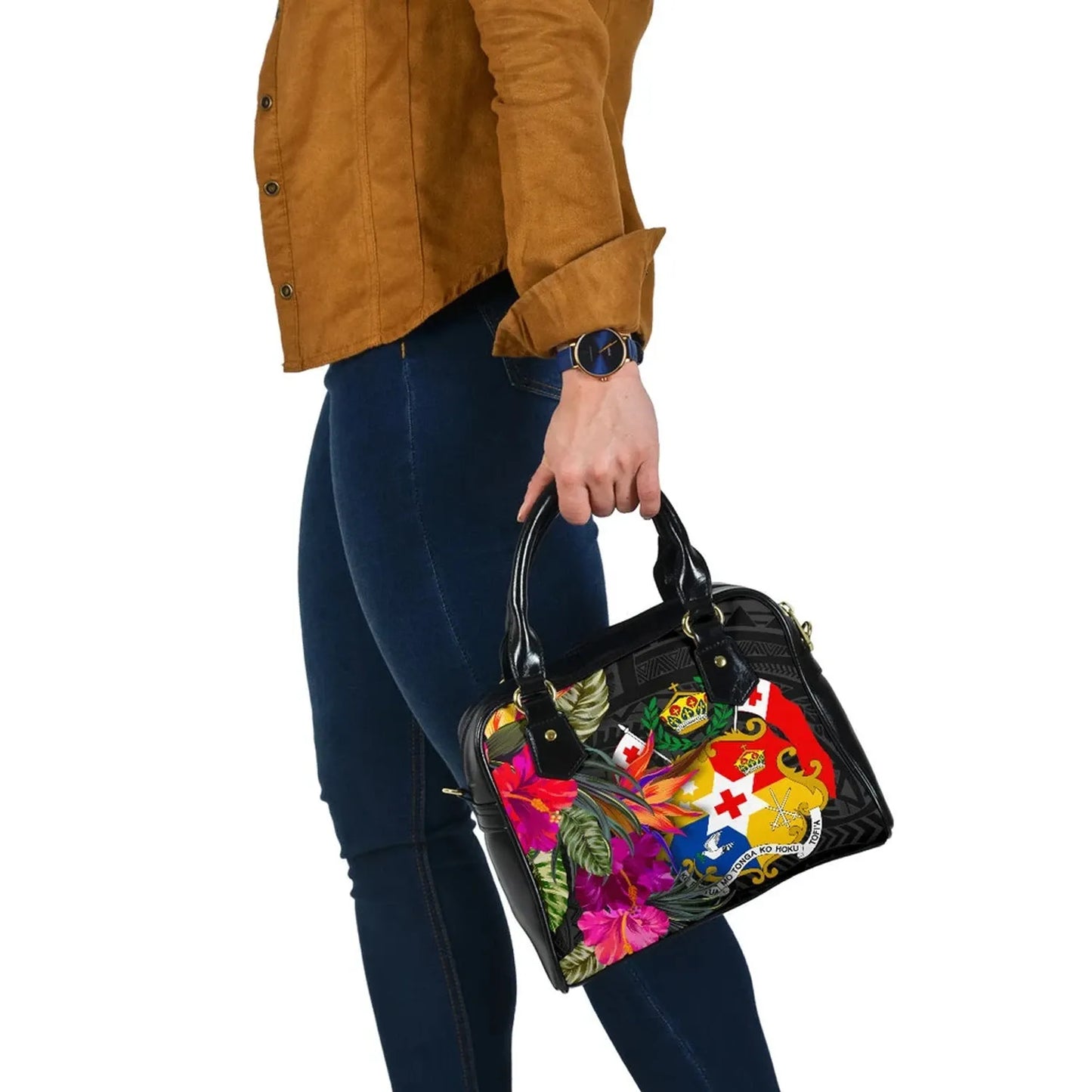 Tonga Shoulder Handbag - Polynesian Hibiscus Pattern
