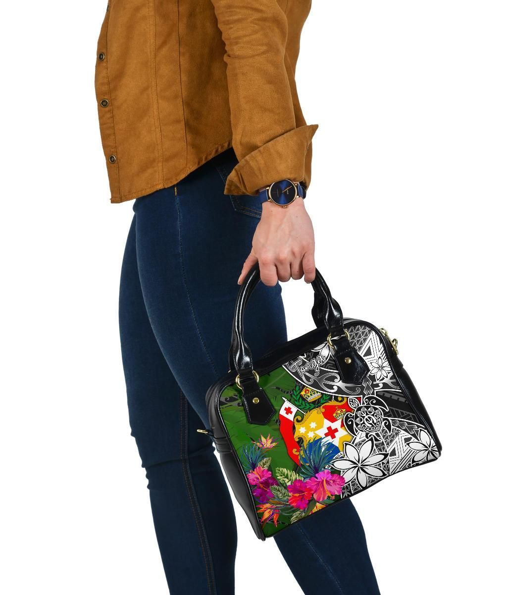 Tonga Shoulder Handbag - Turtle Plumeria Banana Leaf