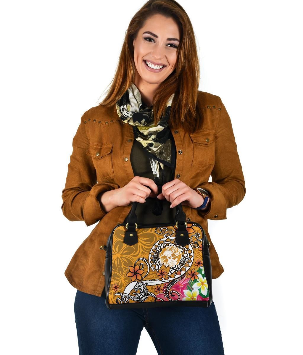 Tonga Shoulder Handbag - Turtle Plumeria (Gold)