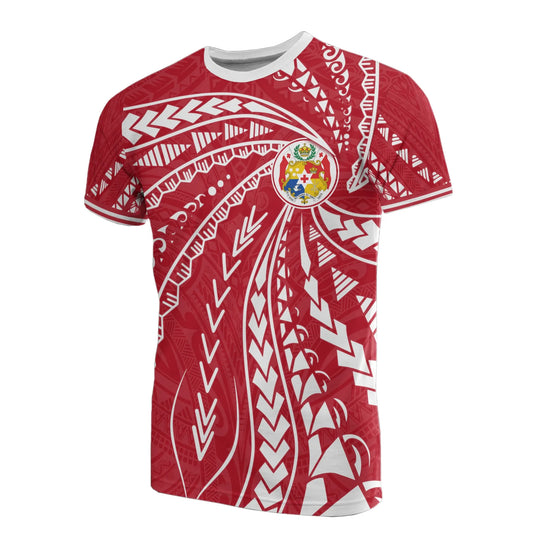 Tonga T-Shirt - Tonga Coat Of Arms Swirling Style