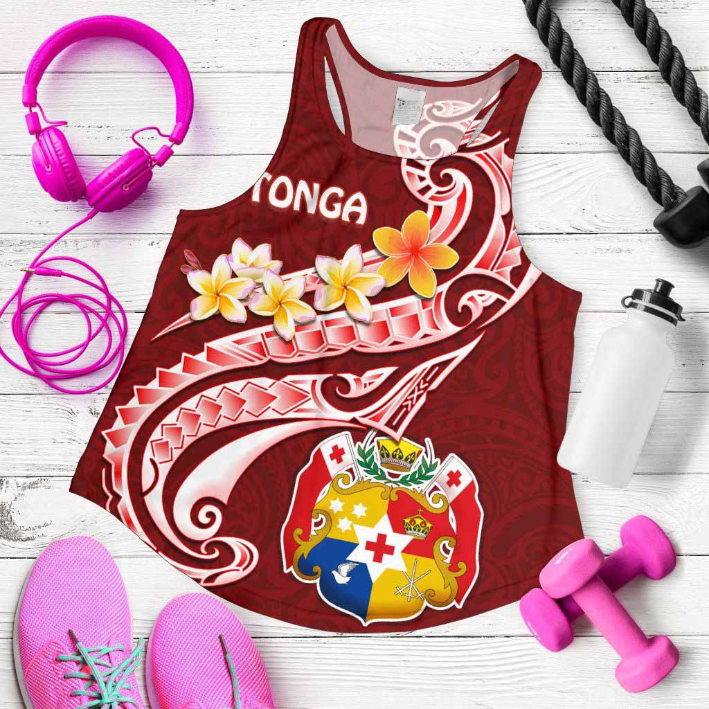 Tonga Women Racerback Tank - Tonga Coat Of Arms With Polynesian Patterns