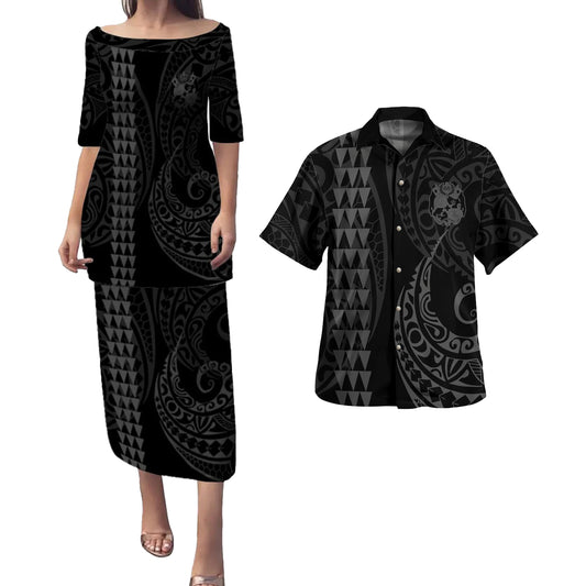 Tonga Combo Puletasi And Shirt Kakau Style Grey
