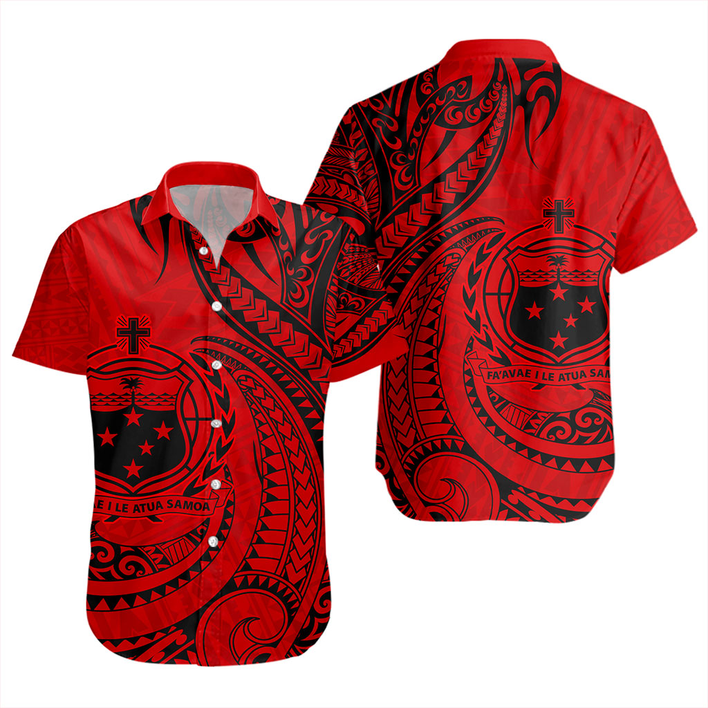 Samoa Short Sleeve Shirt Coat Of Arms Tribal Polynesian Island